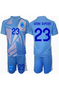 Fotbalové Dres Španělsko Unai Simon #23 Brankářské Dětské Domácí Oblečení ME 2024 Krátký Rukáv (+ trenýrky)